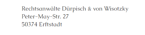 Rechtsanwälte Dürpisch & von Wisotzky